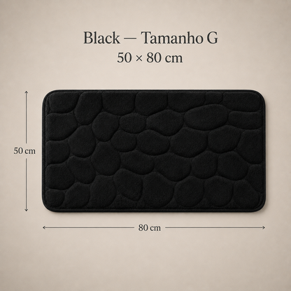 Tapete De Banho Com Relevo De Pedras - Black