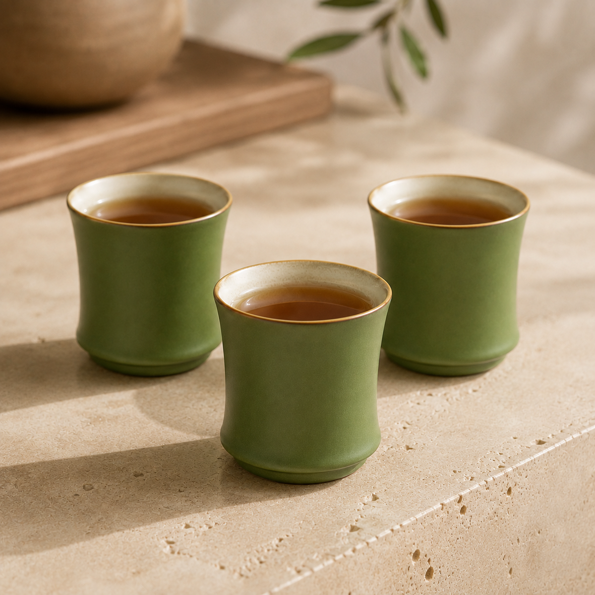 Copo De Chá Em Porcelana Bambu - 90 ml
