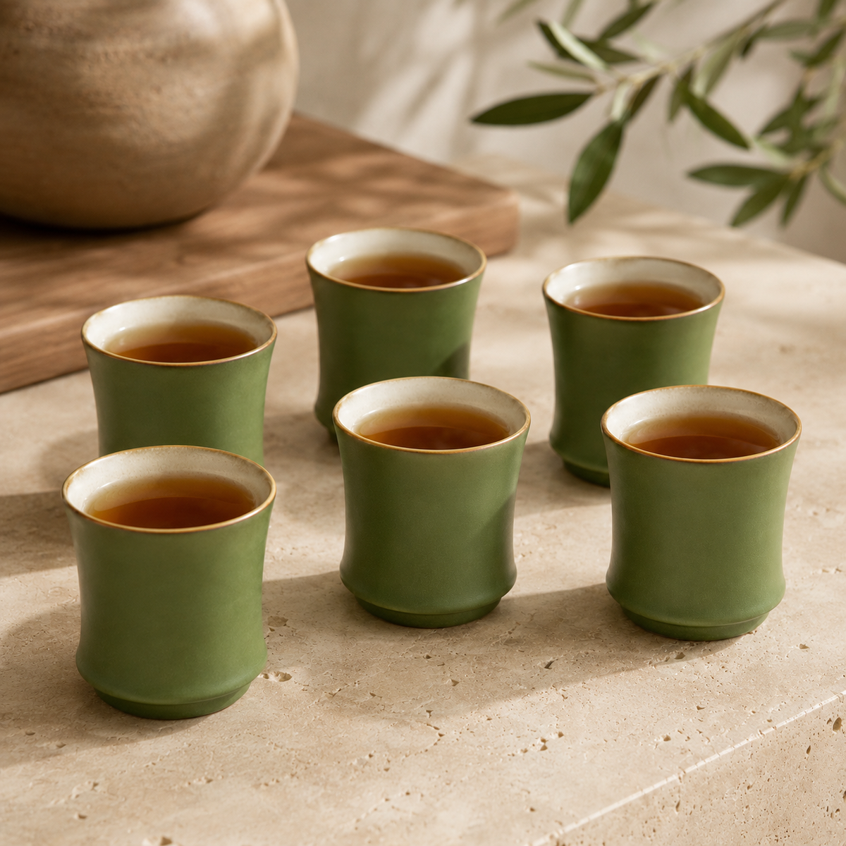 Copo De Chá Em Porcelana Bambu - 90 ml