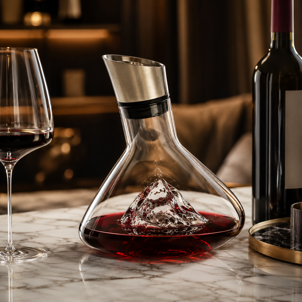 Decanter Alpino Para Vinho - Vidro Escultural