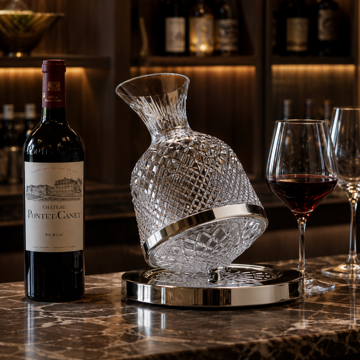Decanter Giratório Vórtice 360° - Vidro Texturizado