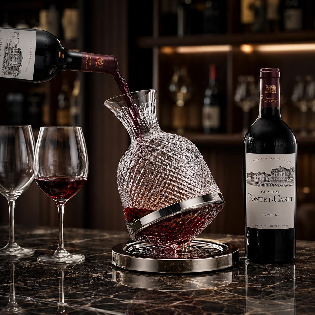 Decanter Giratório Vórtice 360° Vidro Texturizado