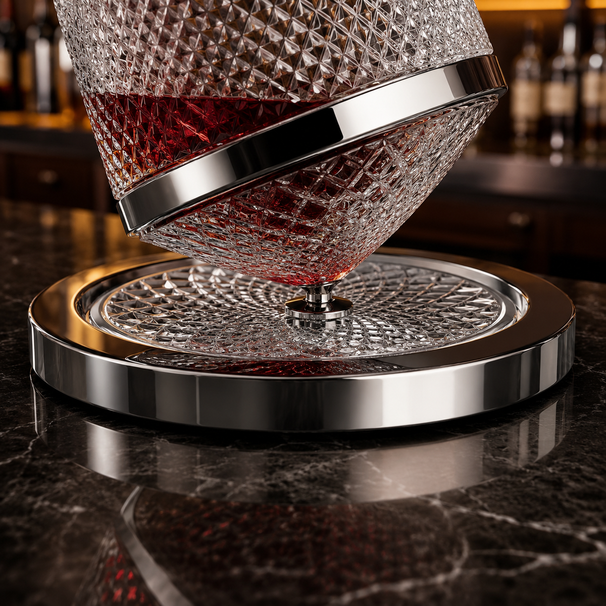 Decanter Giratório Vórtice 360° - Vidro Texturizado