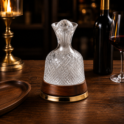 Decanter Giratório Bellagio Base Amadeirada Clara