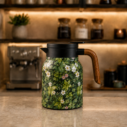 Garrafa Térmica Floral Fiora Verde - Infusor 1 L