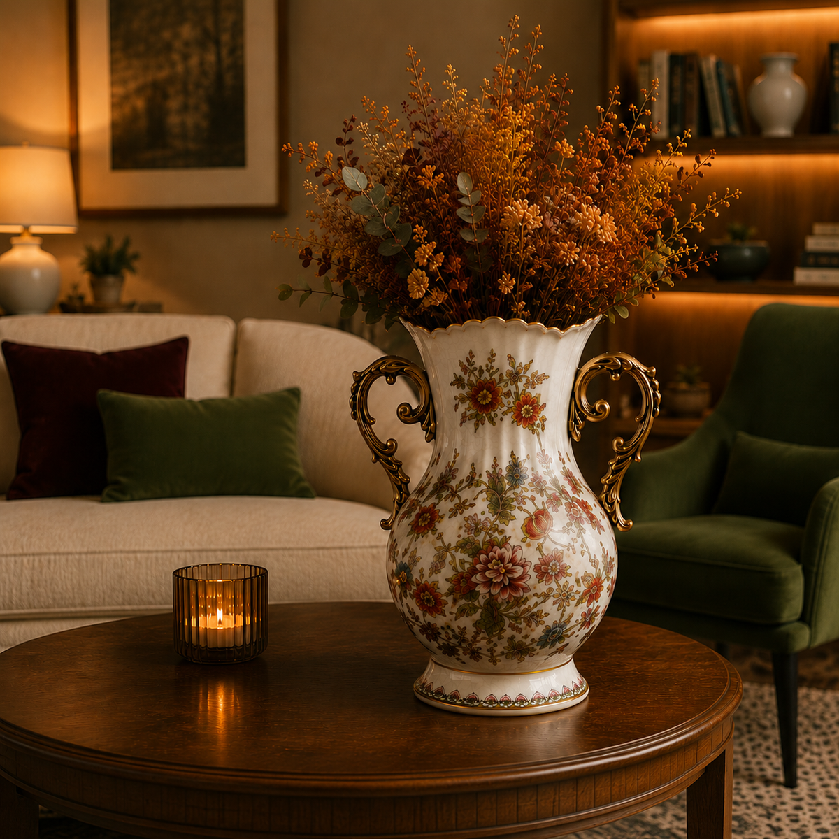 Vaso Decorativo de Cerâmica Serafina Floresta Viva