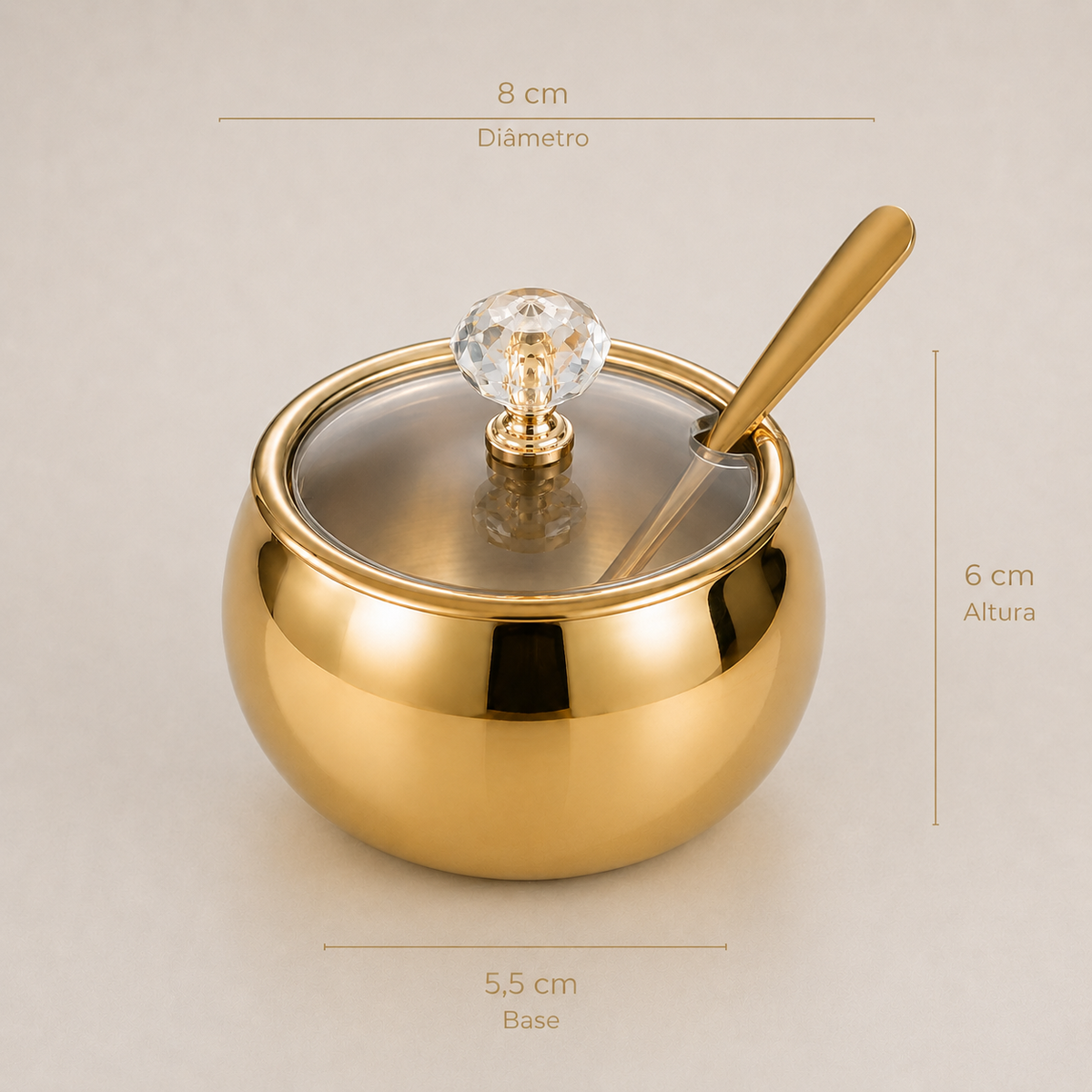 Porta-Temperos Em Aço Inox Com Colher