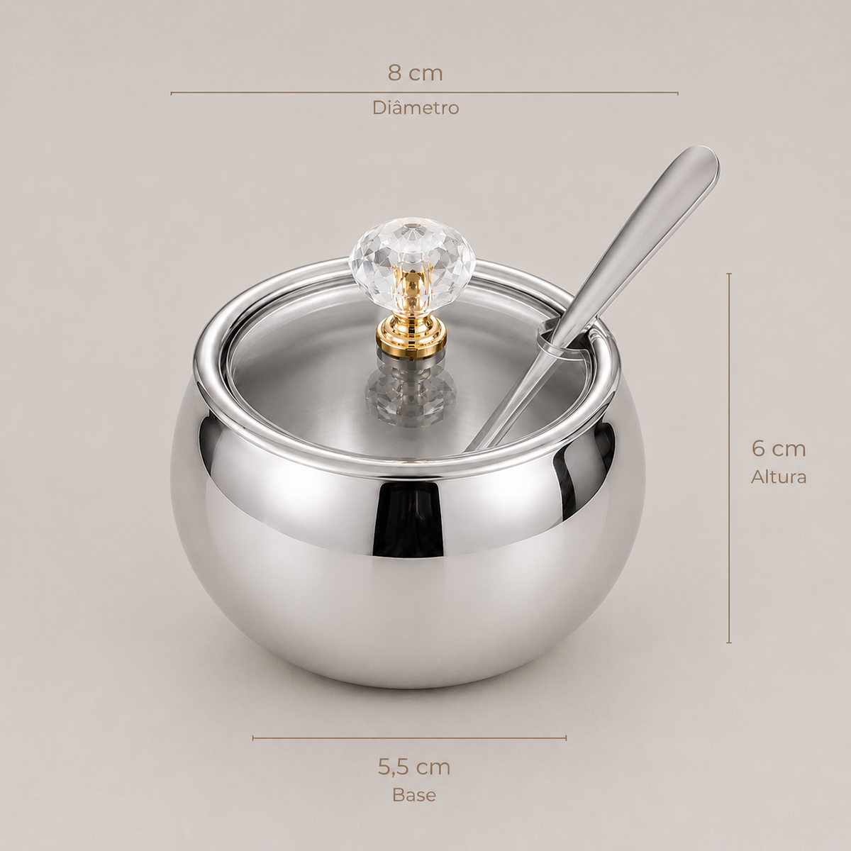 Porta-Temperos Em Aço Inox Com Colher