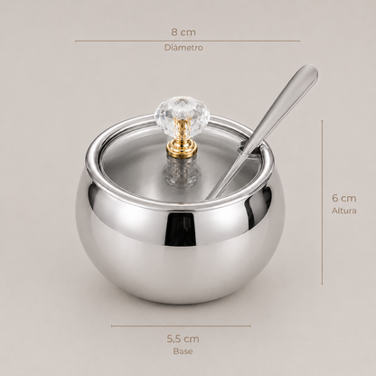 Porta-Temperos Em Aço Inox Com Colher
