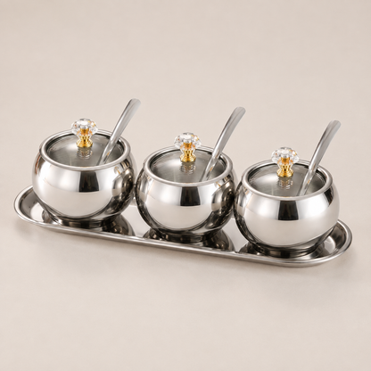 Porta-Temperos Em Aço Inox Com Colher