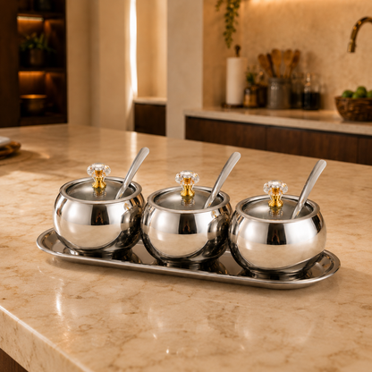 Porta-Temperos Em Aço Inox Com Colher