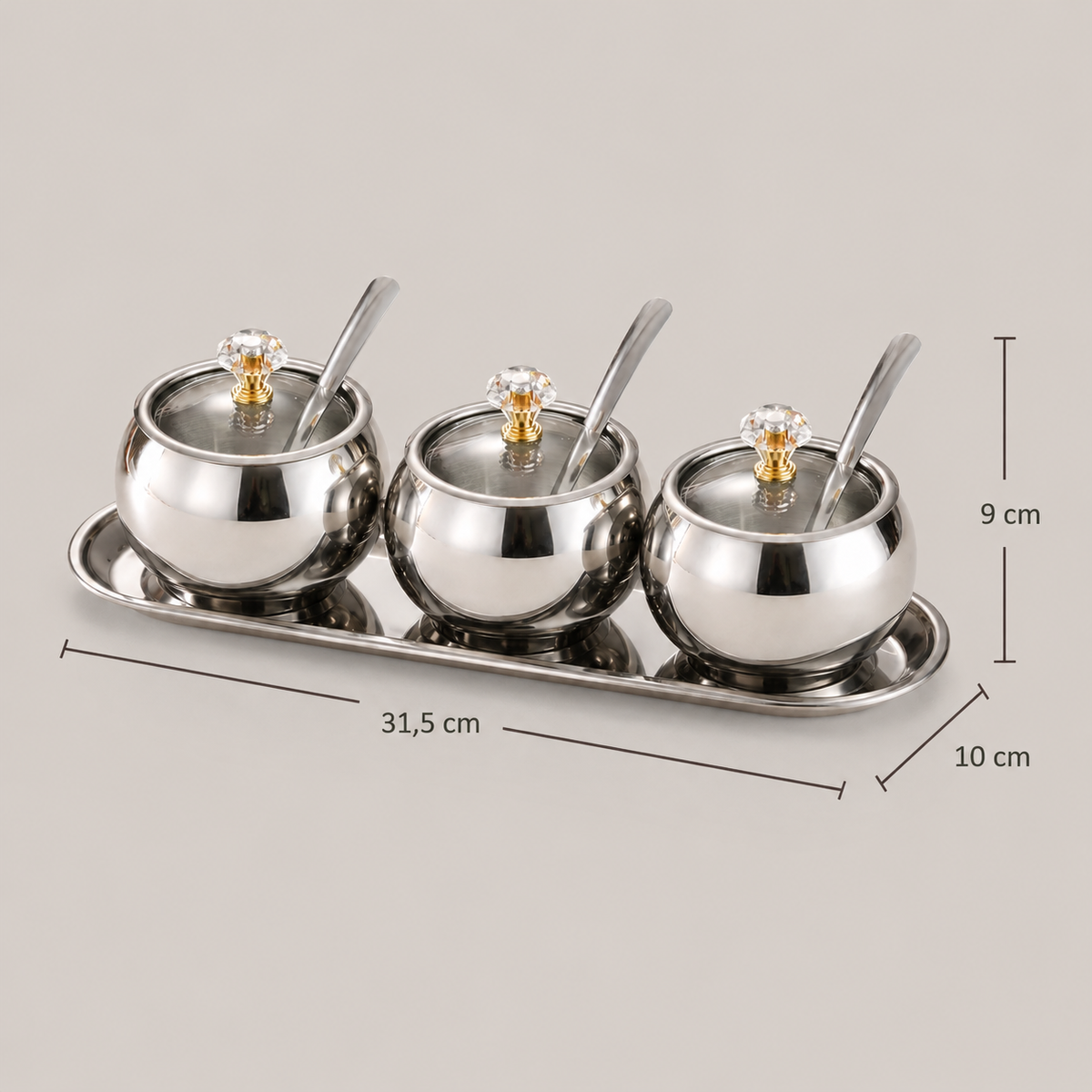 Porta-Temperos Em Aço Inox Com Colher