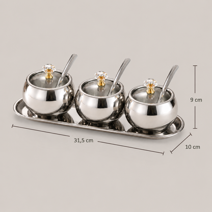 Porta-Temperos Em Aço Inox Com Colher
