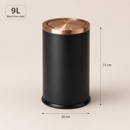 Lixeira Swing-Top Preta Em Aço Inox - 9 L