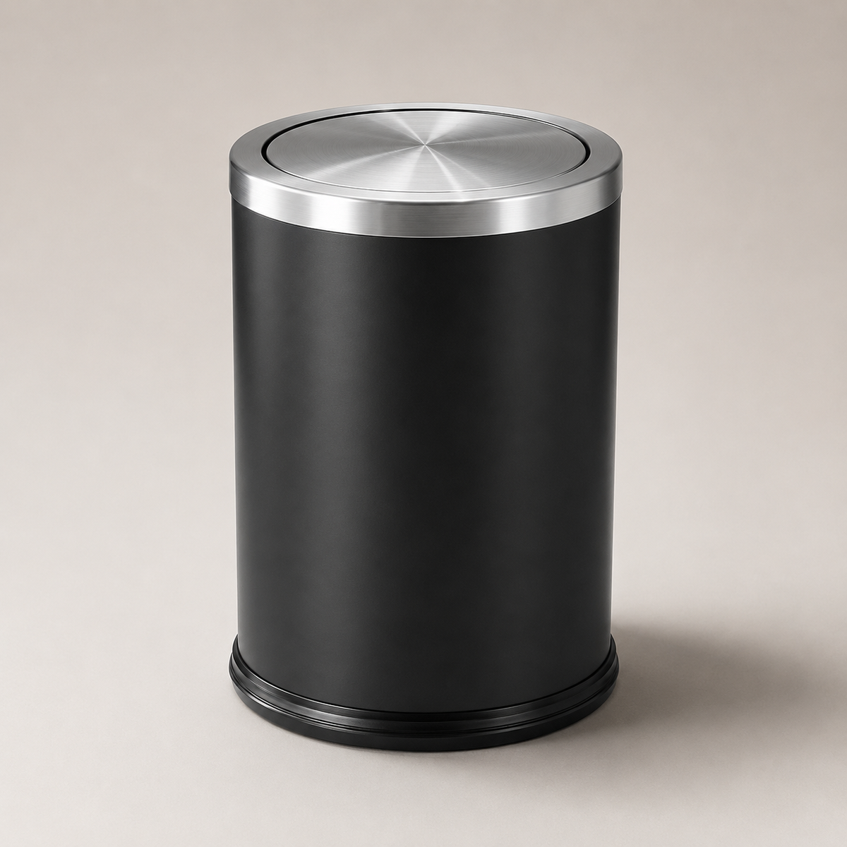 Lixeira Swing-Top Preta Em Aço Inox - 9 L