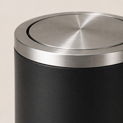 Lixeira Swing-Top Preta Em Aço Inox 9 L