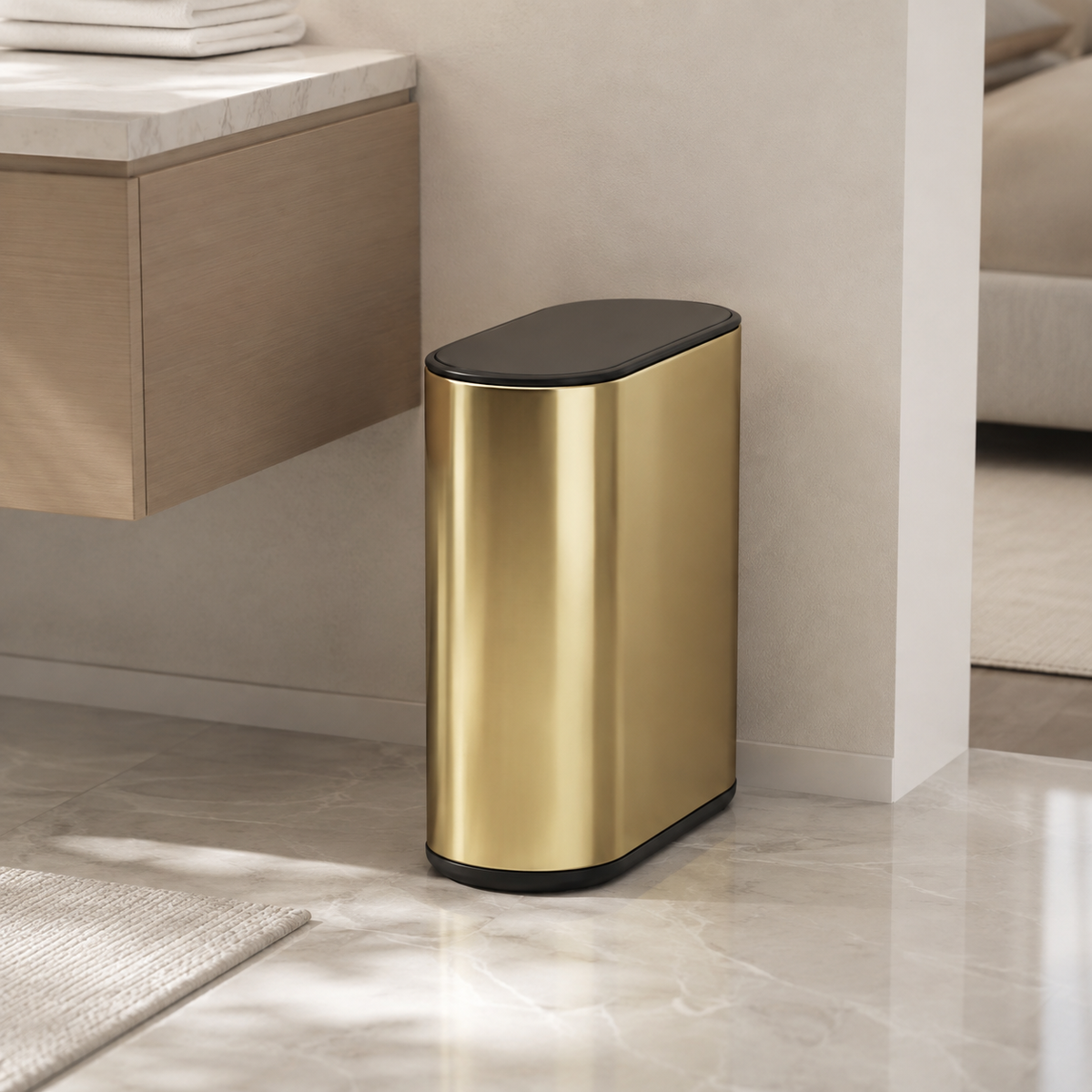 Lixeira Slim Com Tampa de Pressão Aço Inox - 7 L