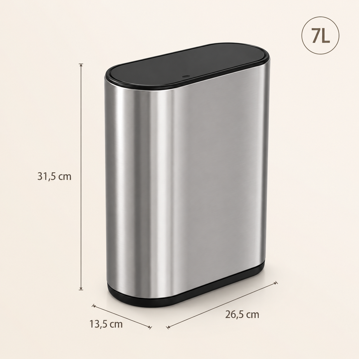 Lixeira Slim Com Tampa de Pressão Aço Inox - 7 L