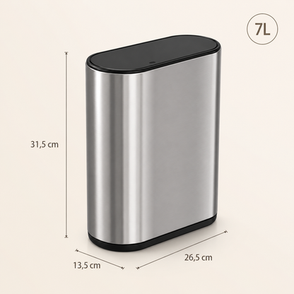 Lixeira Slim Com Tampa de Pressão Aço Inox - 7 L