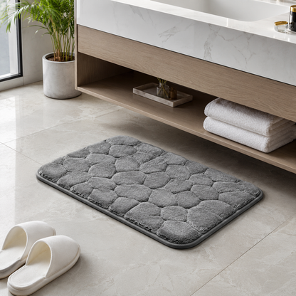 Tapete De Banho Com Relevo De Pedras - Grey
