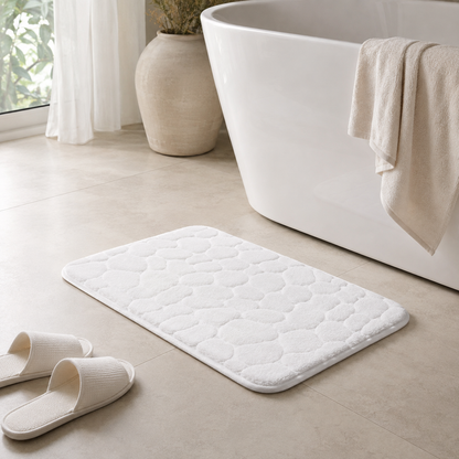 Tapete De Banho Com Relevo De Pedras - White