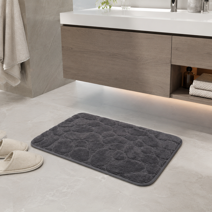 Tapete De Banho Com Relevo De Pedras - Dark Grey