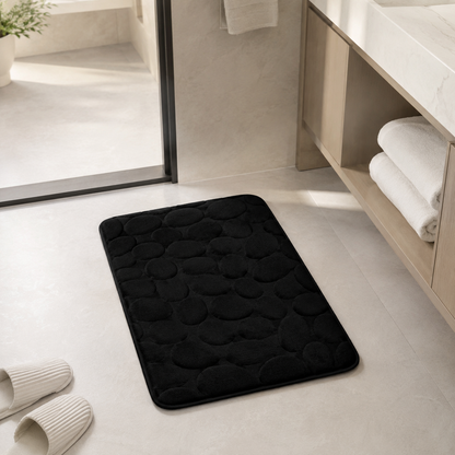 Tapete De Banho Com Relevo De Pedras - Black
