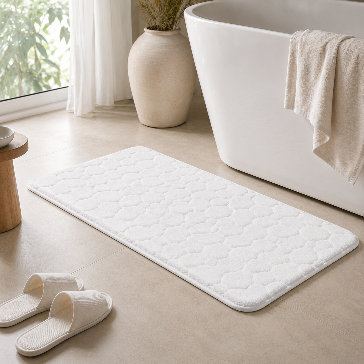Tapete De Banho Com Relevo De Pedras - White