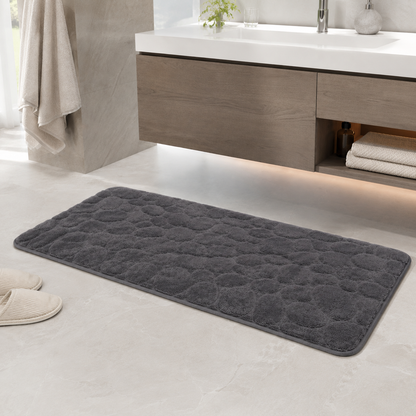 Tapete De Banho Com Relevo De Pedras - Dark Grey
