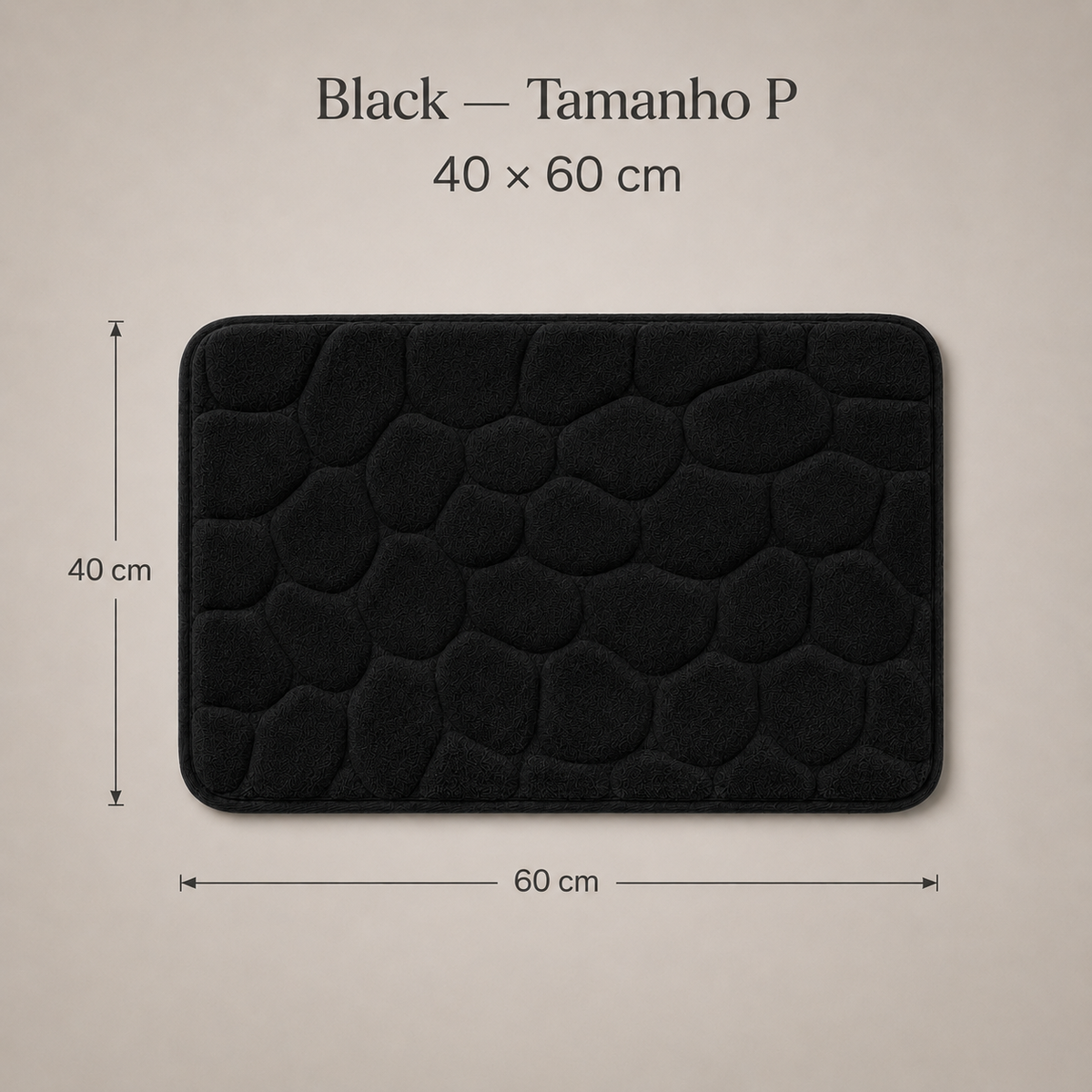 Tapete De Banho Com Relevo De Pedras - Black