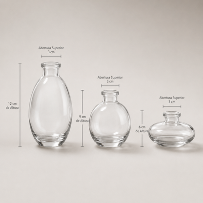 Conjunto de Mini Vasos Decorativos em Vidro - Transparente