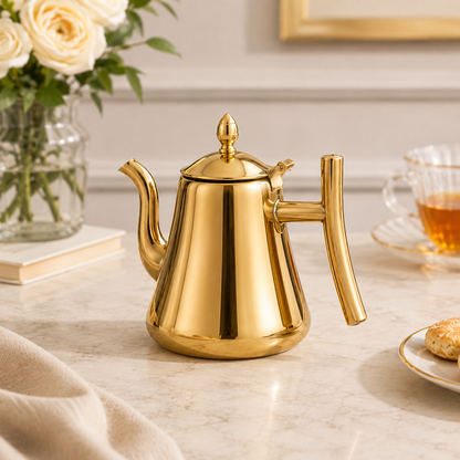 Chaleira De Chá Em Aço Inox 304 Com Infusor - Dourada