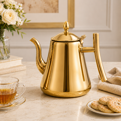 Chaleira De Chá Em Aço Inox 304 Com Infusor - Dourada