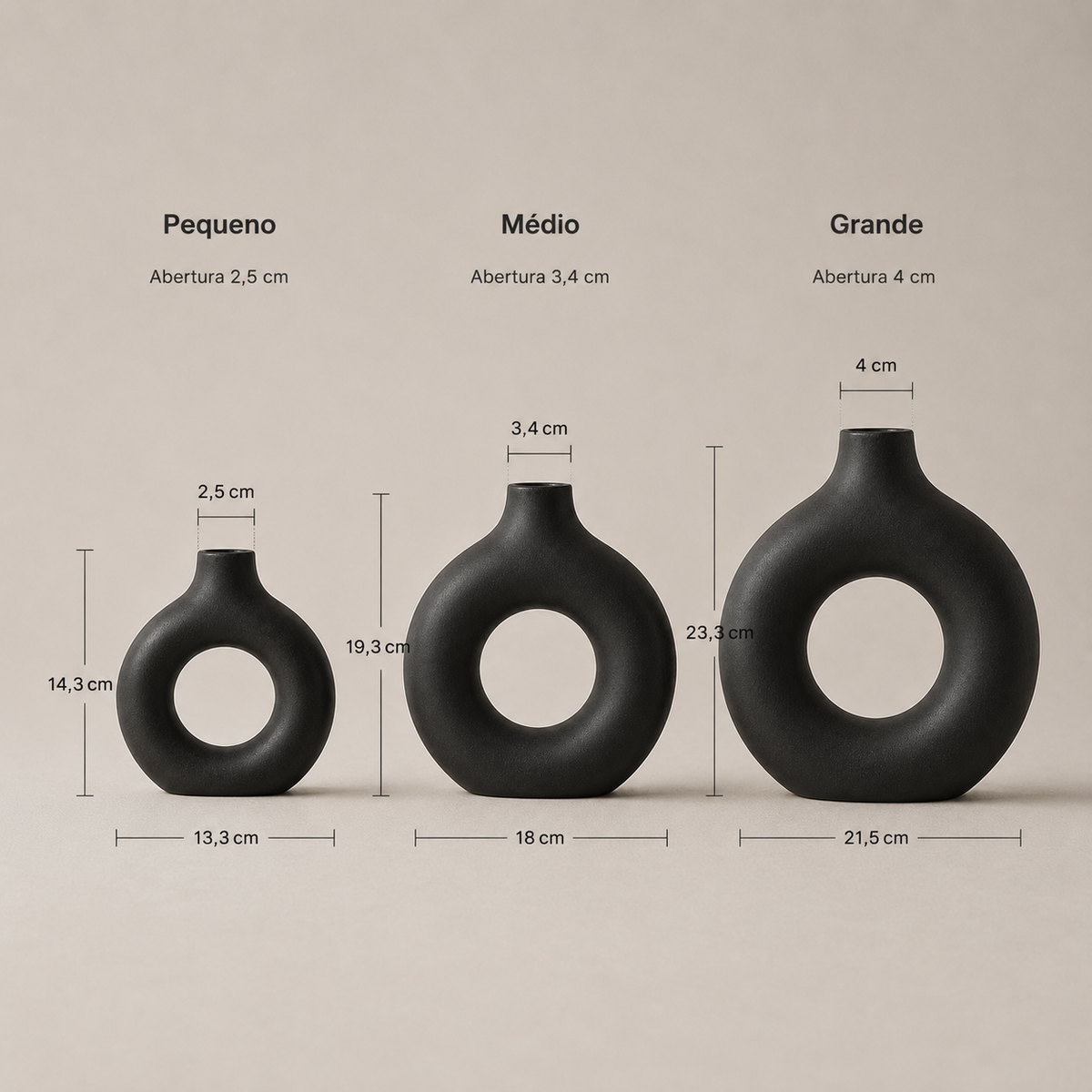 Vaso Escultural Orbe em Cerâmica - Preto Ônix